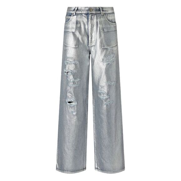 Pinko Silver Denim - Wide-Leg Jeans Women